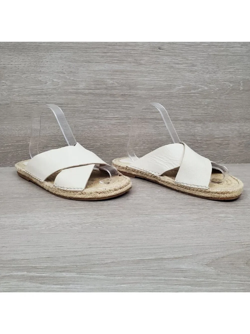 Charlotte Stone white leather open toe criss cross espadrilles